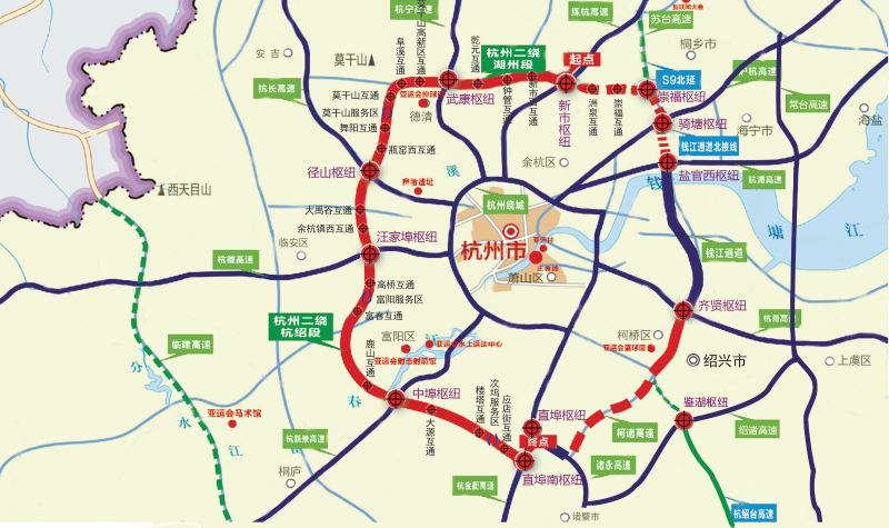 正文 "二绕西线通车后,将改变现有的高速公路路网格局,在杭州周边外围