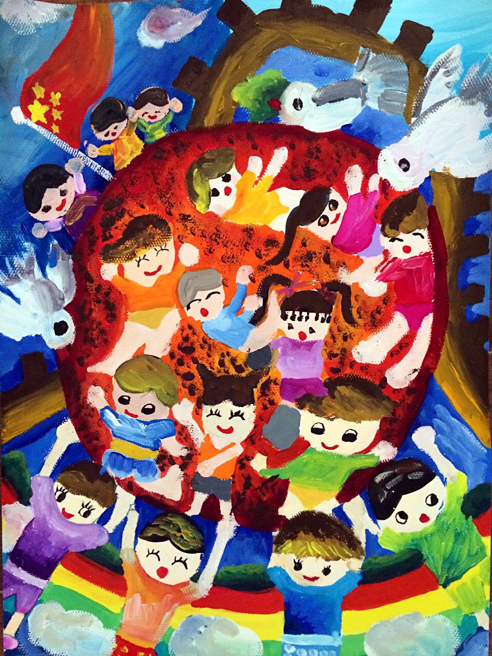 台州黄岩区西江小学小记者张韵晗绘画作品《快乐的节日》