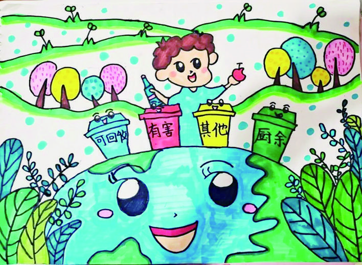 实验小学画说垃圾分类新时尚