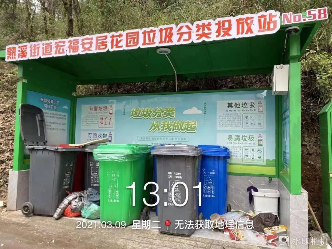 站点开展"两定四分"分类投放整治,严格进行生活垃圾分类现场监督检查