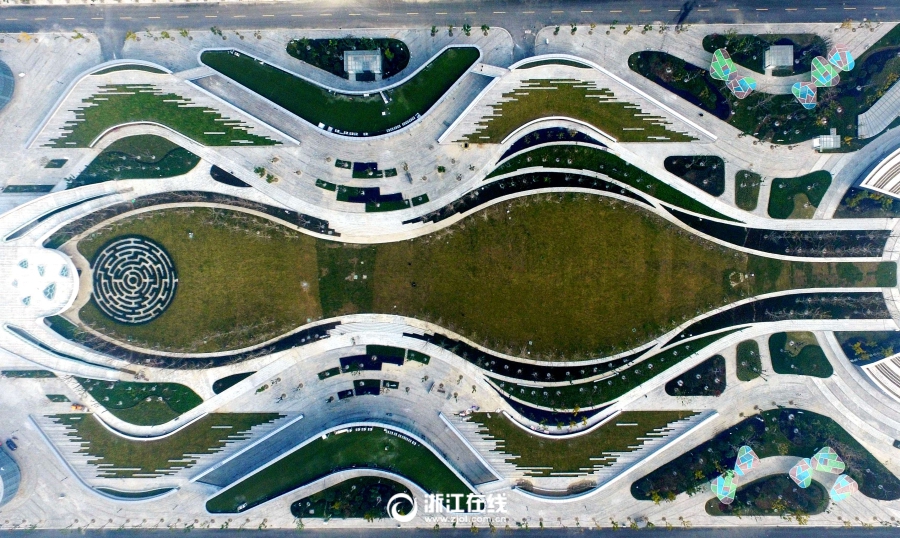 空中俯瞰钱江世纪城沿江公园,被惊艳到了!_湘湖网_湘湖视界