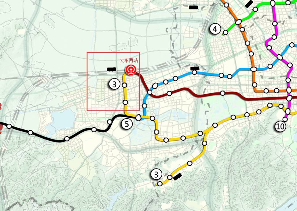 3号线延伸至火车西站,与机场快线连通