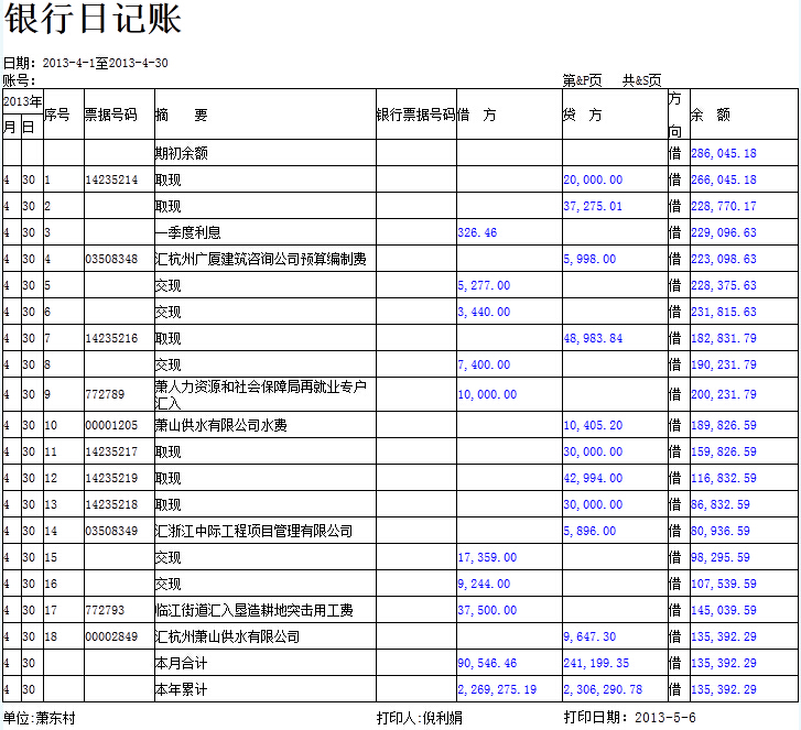 银行日记账做完一个月后的最尾要怎么做?