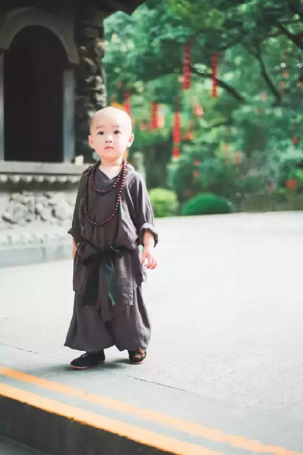 杭州灵隐寺里来了一个2岁的小和尚