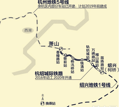 杭绍城际铁路明年动工2020年开通25分钟走完全程